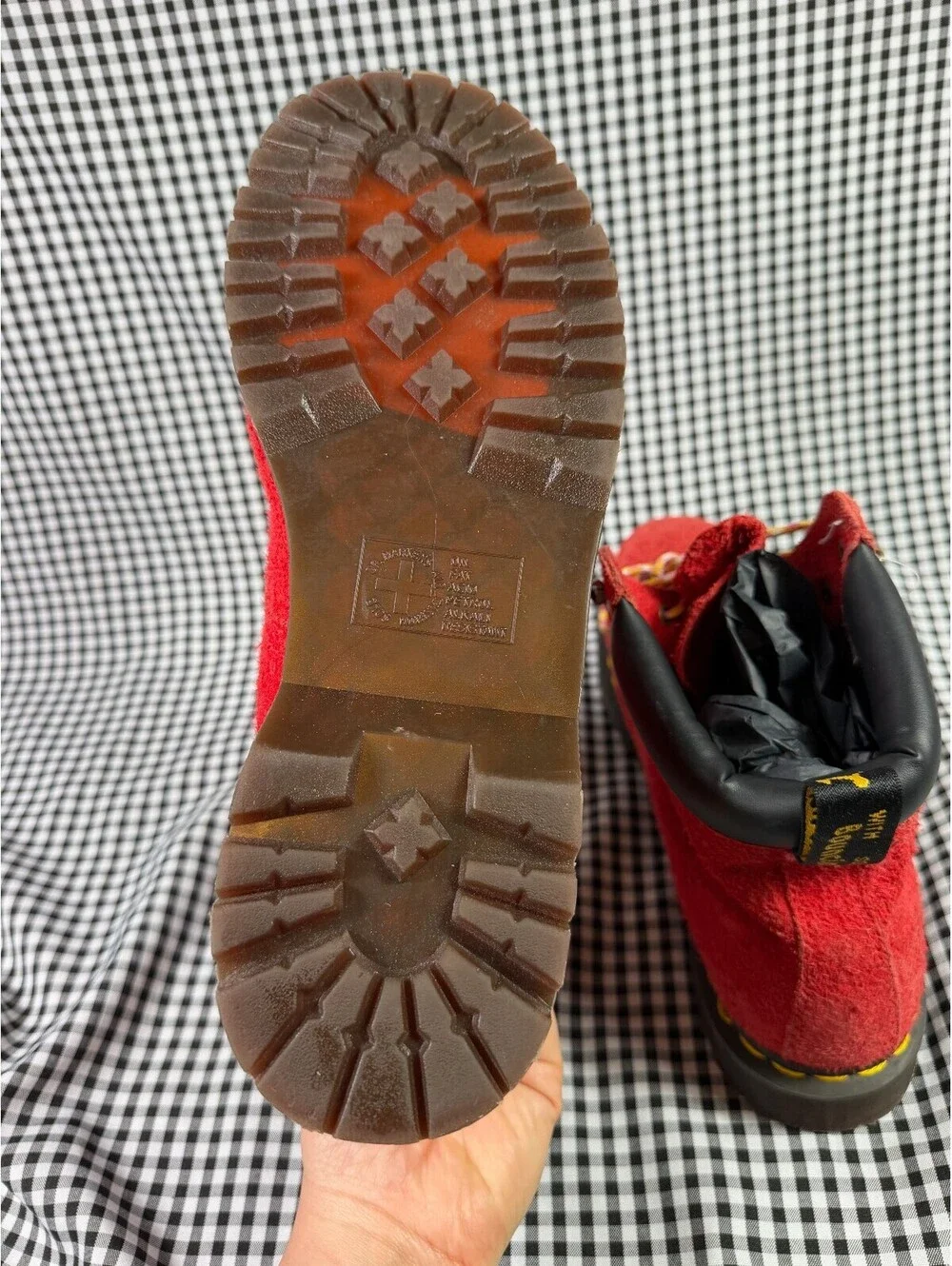 Dr Martens 939 Ben Boots Mens 13 Red Suede Hiking Lace Up Lug Sole Padded